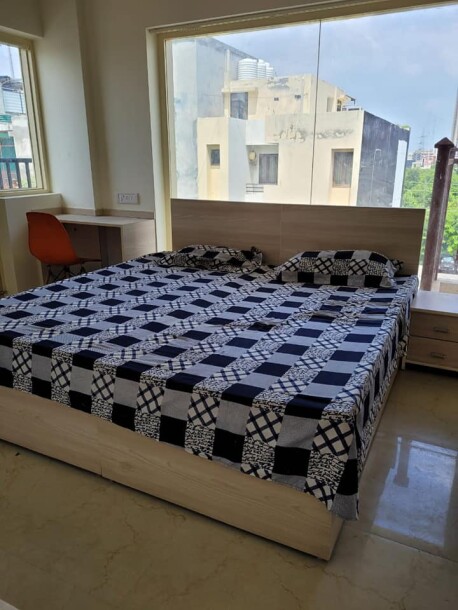 1RK fully furnished with double bed with mattress, almirah, kitchen chimney, chair and table.-2